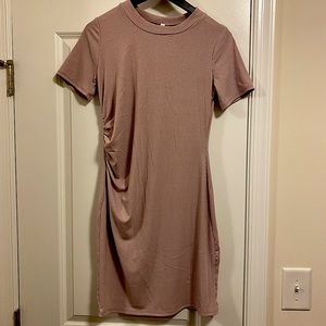 Never worn! Lavender fitted ruched side maternity dress.